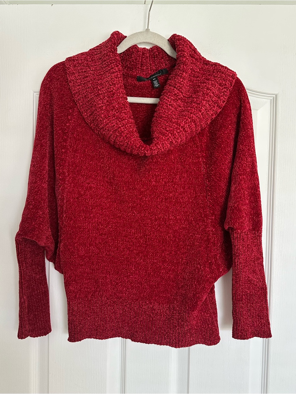 White House Black Market Red Chenille Cowl Neck Sweater
